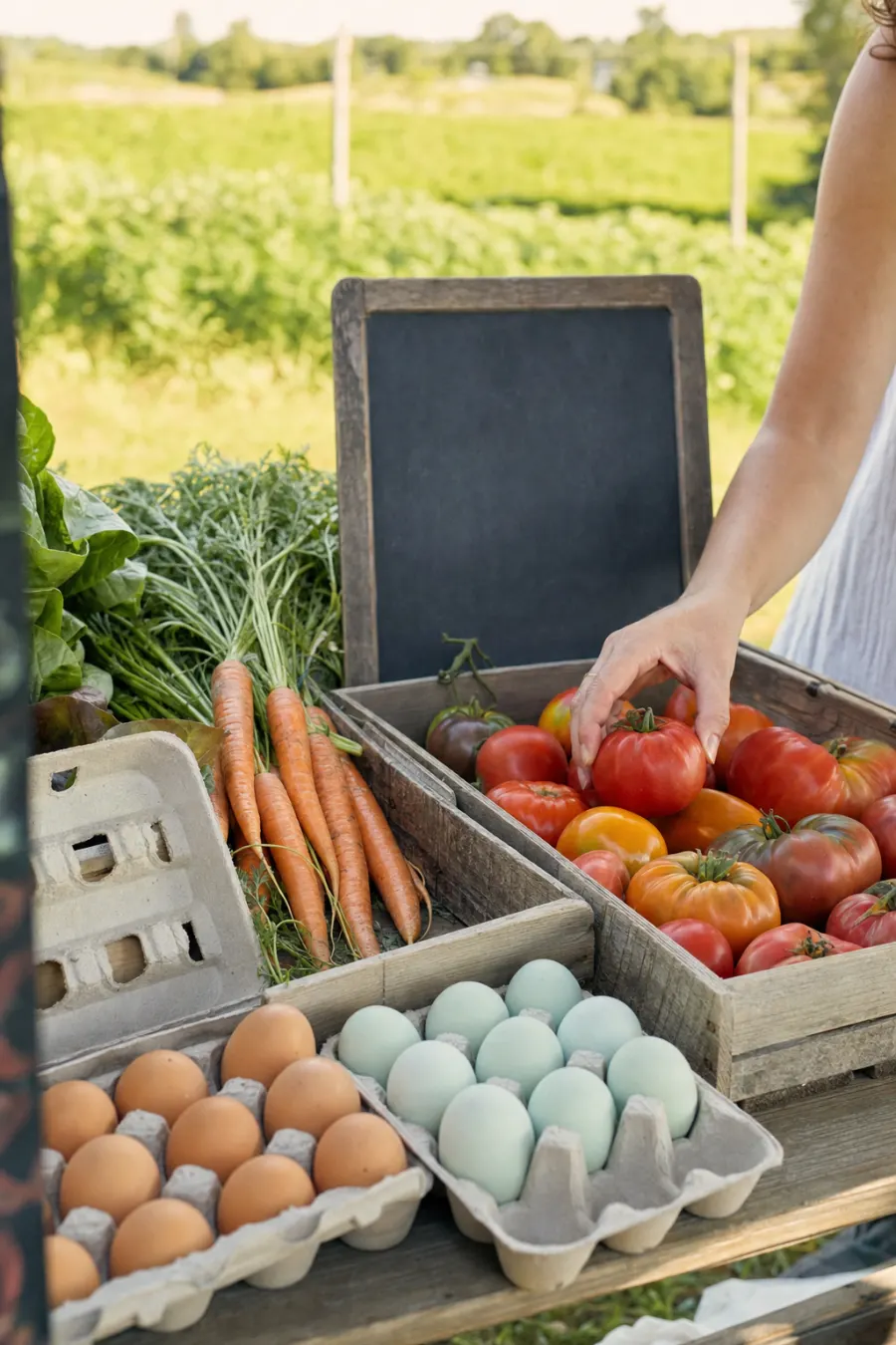 A farm stand with fresh produce